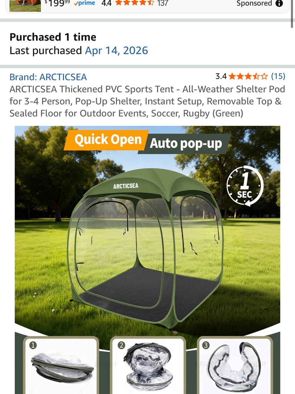 Green Pop-Up Outdoor Party Shelter Tent